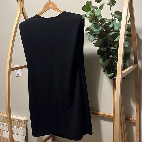 NWT Zara Black Sleeveless Midi Shoulder Pad Dress a196 - Picture 4 of 4